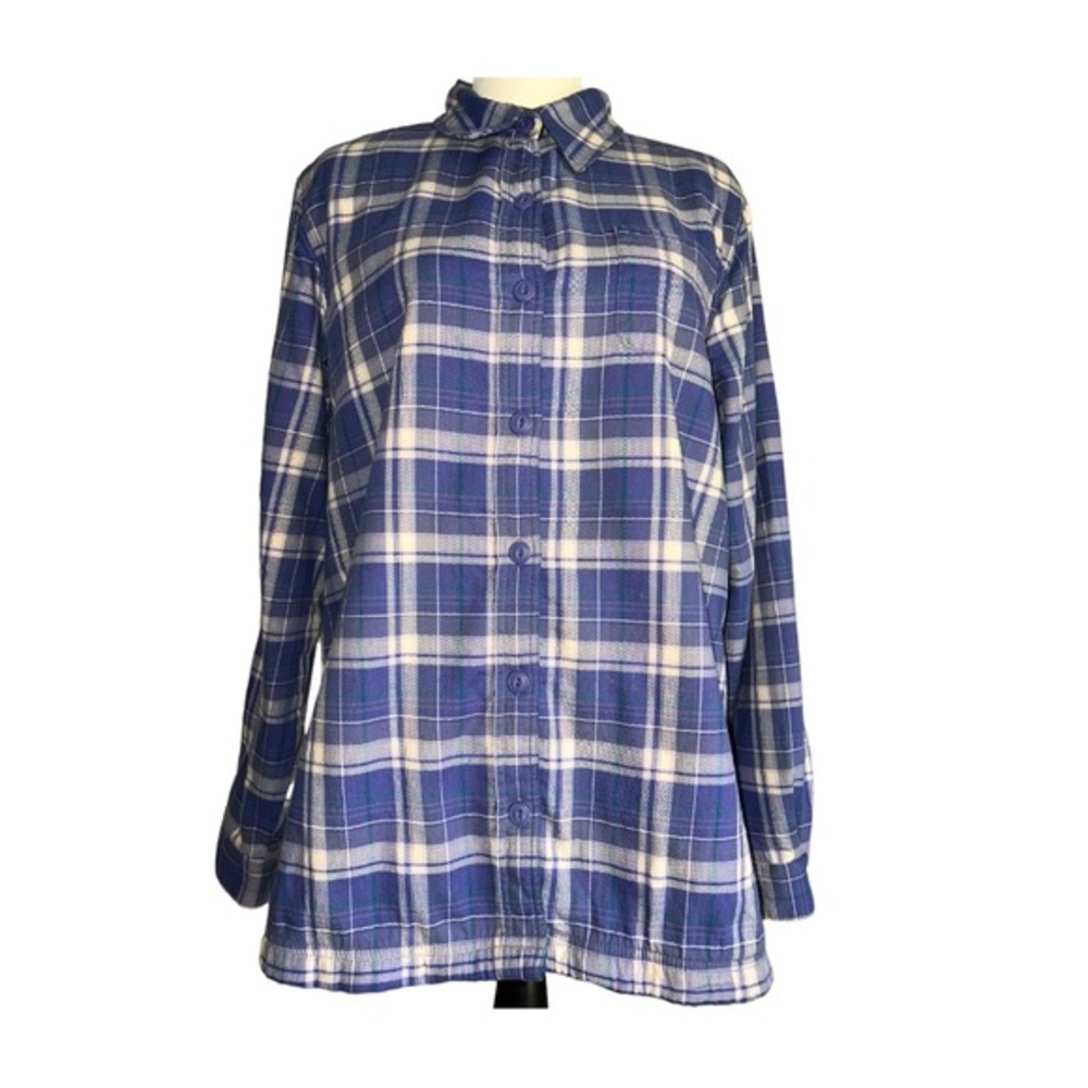 L.L. Bean🦎Plaid Fleece Long Sleeve, Pocket Button Over Coat🌵